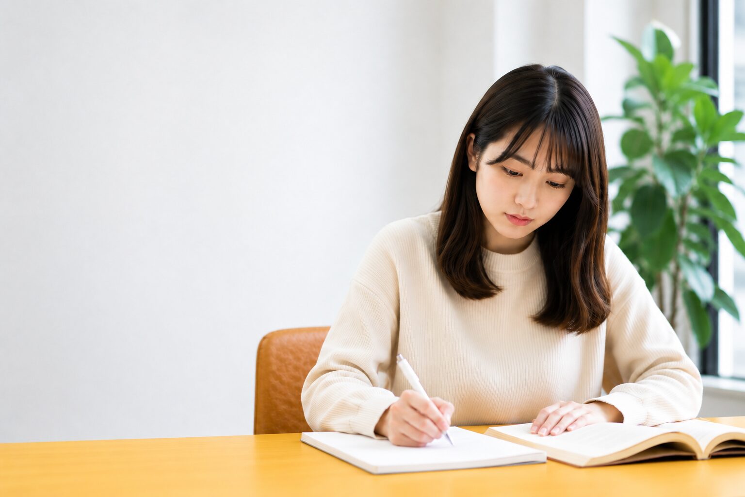 勉強をしている女性
